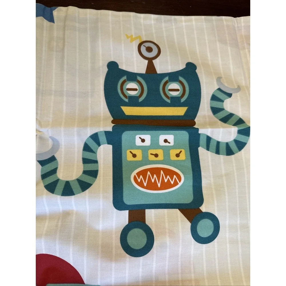The Company Store Kids Standard Pillowcase Robot Print‎ Bedding Space Theme Boys